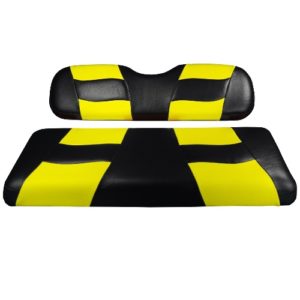 Madjax Golf Cart Rear Flip Seat Cover Set Black and Yellow Riptide