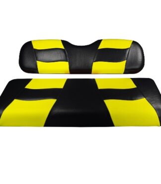 Madjax Golf Cart Rear Flip Seat Cover Set Black and Yellow Riptide 10-138