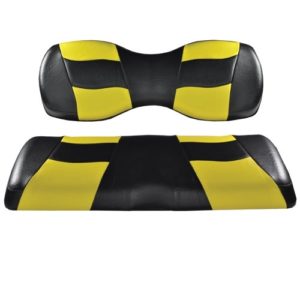 Madjax Golf Cart Rear Flip Seat Cover Set Black and Yellow Riptide 10-172