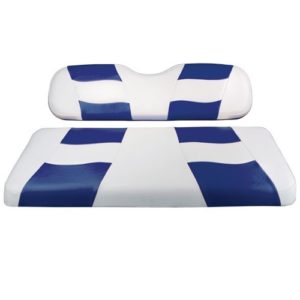 Madjax Golf Cart Rear Flip Seat Cover Set White and Blue Riptide
