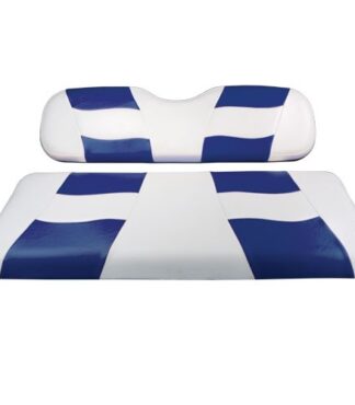 Madjax Golf Cart Rear Flip Seat Cover Set White and Blue Riptide 10-163