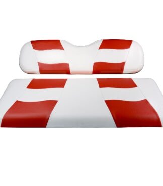 Madjax Golf Cart Rear Flip Seat Cover Set White and Red Riptide 10-166
