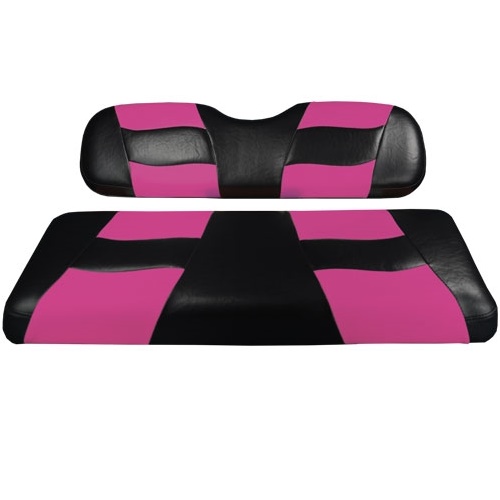 Madjax Golf Cart Seat Cover Set Black and Pink Riptide Ezgo TxT Rxv 10-183