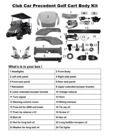 Golf Cart Body Kit Contents