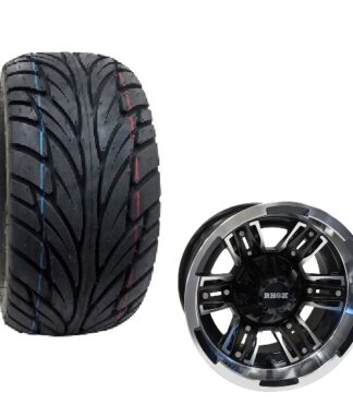 RHOX Golf Cart 6 Spoke Wheel and Tire Combo Street Tread 22x11x12