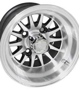 RHOX 10" Phoenix or Medusa black machined golf cart wheel, Item # TIR-479.