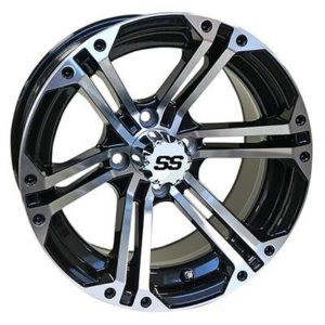14″ Terminator Machined Black Golf Cart Wheels Set of 4 | ET-25 14″x7″