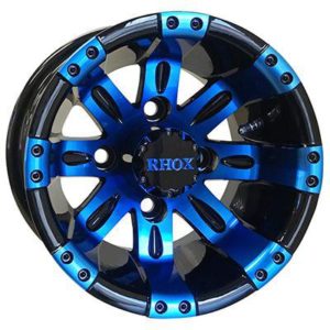10" Vegas Blue/Black Golf Cart Wheel Set of 4 - RHOX®