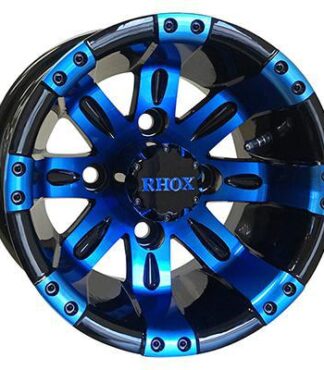 10" Vegas Blue/Black Golf Cart Wheel Set of 4 - RHOX®