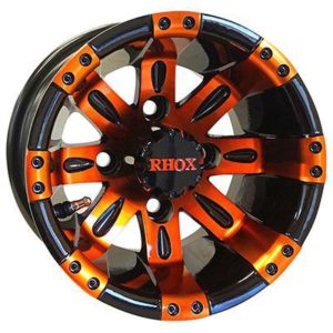 10" Vegas Orange/Black Golf Cart Wheel Set of 4 - RHOX®