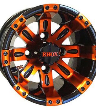 10" Vegas Orange/Black Golf Cart Wheel Set of 4 - RHOX®