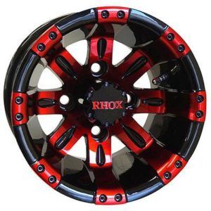 10" Vegas Red/Black Golf Cart Wheel Set of 4 - RHOX®