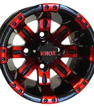 10" Vegas Red/Black Golf Cart Wheel Set of 4 - RHOX®