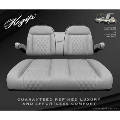 Kozip Aeris Golf Cart Front Seat Cushion Assembly – Gray w/ Black Piping – Club Car DS (1982-Up)