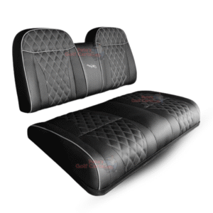 Luxury Front Seat Cushion Assembly - Black w/ White Stitching - Club Car Precedent (2004-2011) | Kozip