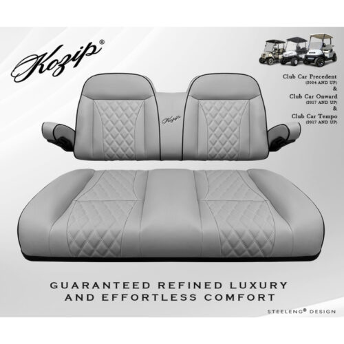 Kozip Aeris Golf Cart Front Seat Cushion Assembly – Gray w/ Black Piping – Club Car Precedent, Tempo, Onward