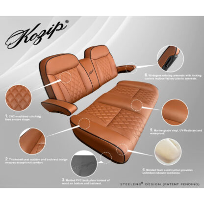 Kozip Aeris Golf Cart Front Seat Cushion Assembly – Brown w/ Black Piping – EZGO RXV & TXT