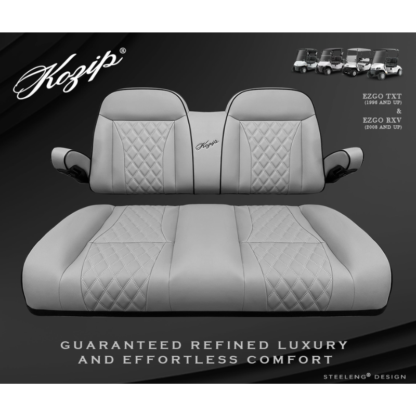 SCTR13-Kozip-Aeris-Front-Seat-Cushion-Set-Gray-Base-Black-Piping-Gray-Cross-Stitch-EZGO-RXV-TXT