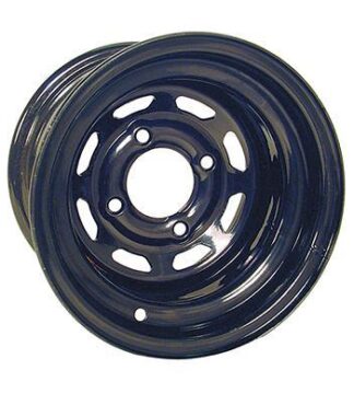 10" black steel slotted golf cart wheel by SGC, Item # SW1001.