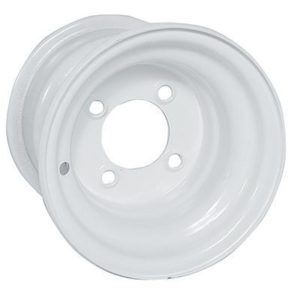 8" White Steel OEM Replacement Golf Cart Wheel - Centered Offset 8"x7"