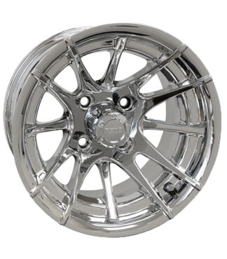 Chrome 12" RX102 style golf cart wheel, available individually or as a set, by RHOX.