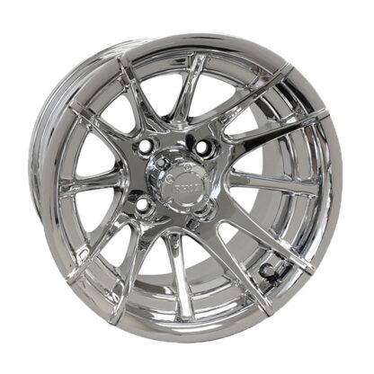 Chrome 12" RX102 style golf cart wheel, available individually or as a set, by RHOX.