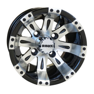 10" Vegas Black/Machined Golf Cart Wheel Set of 4 - RHOX®