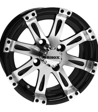 12" Tempest machined black golf cart wheel with Zero offset by RHOX, Item # RX171.