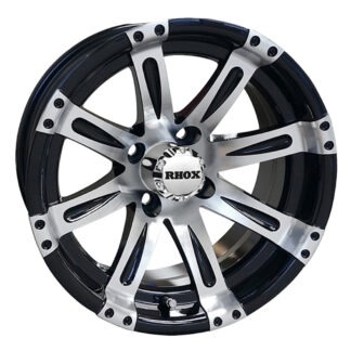 14" Tempest or Casino machined black golf cart wheel with -25 offset by RHOX, Item # RX220.