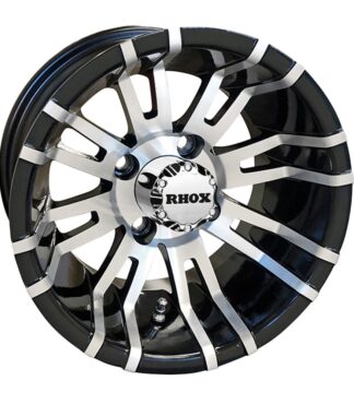 RX270 split spoke design RHOX 12" machined black golf cart wheel.