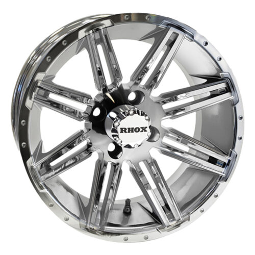 Chrome 14" RHOX golf cart wheel, Item # TIR-RX275-C.