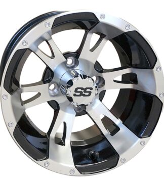 RX320 RHOX 12" machined black Stallion golf cart wheel.