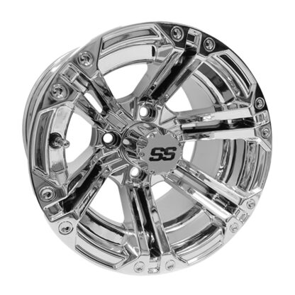 Chrome 12" RX332 style golf cart wheel, available individually or as a set, by RHOX.