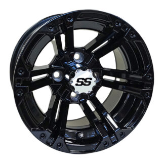 12" RX334 Terminator gloss black golf cart wheel, available individually or as a set, by RHOX.