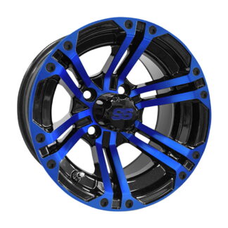 12" RX334 black and blue style golf cart wheel, available individually or as a set, by RHOX.