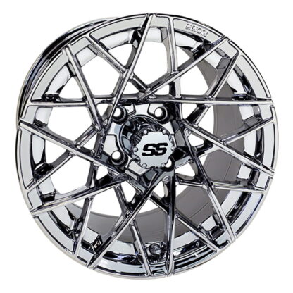 Chrome RX394 RHOX 14" golf cart wheel main photo, Item # TIR-RX394-C.