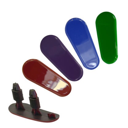Colorful burgundy, purple, blue, and green inserts for RHOX RX252 series golf cart wheels.