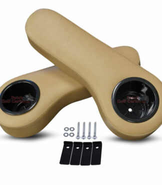 Tan-Golf-Cart-cup-holders-arm-rest-cushions-AR0008-with-hardware-and-support-brackets-OEM-EZGO-TXT-Tan