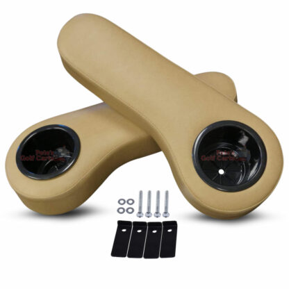 Tan-Golf-Cart-cup-holders-arm-rest-cushions-AR0008-with-hardware-and-support-brackets-OEM-EZGO-TXT-Tan