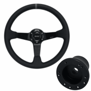 SGC Steering Wheel with Adaptor for Club Car DS – Black with Gray Stripe