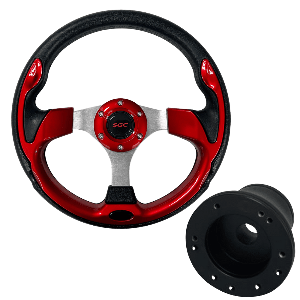 WA0004 Club Car DS Red Golf Cart Steering Wheel