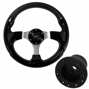 Gloss Black Golf Cart Steering Wheel | Club Car Precedent Adaptor Included | SGC