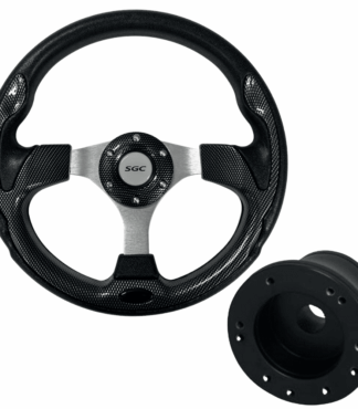Golf Cart Steering Wheel Carbon Fiber Includes Adaptor Club Car EZGO Yamaha Golf Cart Models