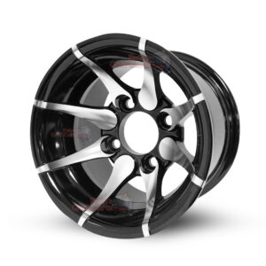 10" Kraken Black/Machined Golf Cart Wheels - 10x7 ET-12