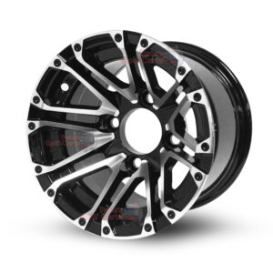 10" Lancer Black/Machined Golf Cart Wheels - 10x7 ET-15