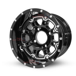 10" Panther Gloss Black Golf Cart Wheels - 10x7 ET-15