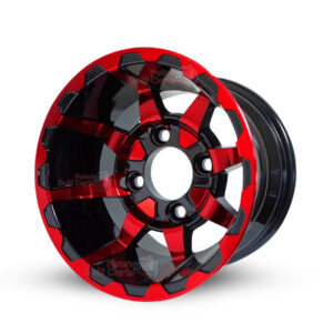 10" Vortex Red/Black Golf Cart Wheels - 10x7 ET-15