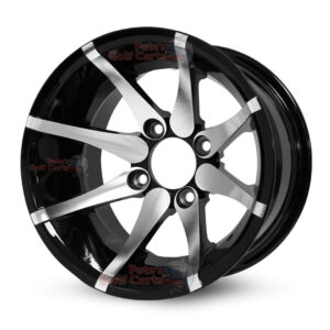 12" Kraken Black/Machined Golf Cart Wheels - 12x7 ET-15
