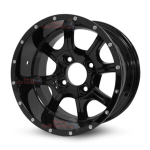 12" Stalker Gloss Black Golf Cart Wheels - 12x7 ET-15