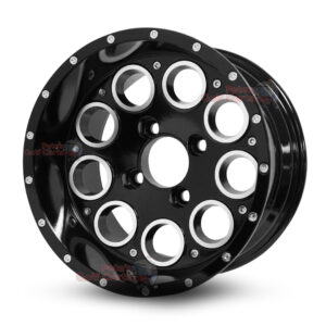 12" Pioneer Gloss Black Golf Cart Wheels - 12x7 ET-15